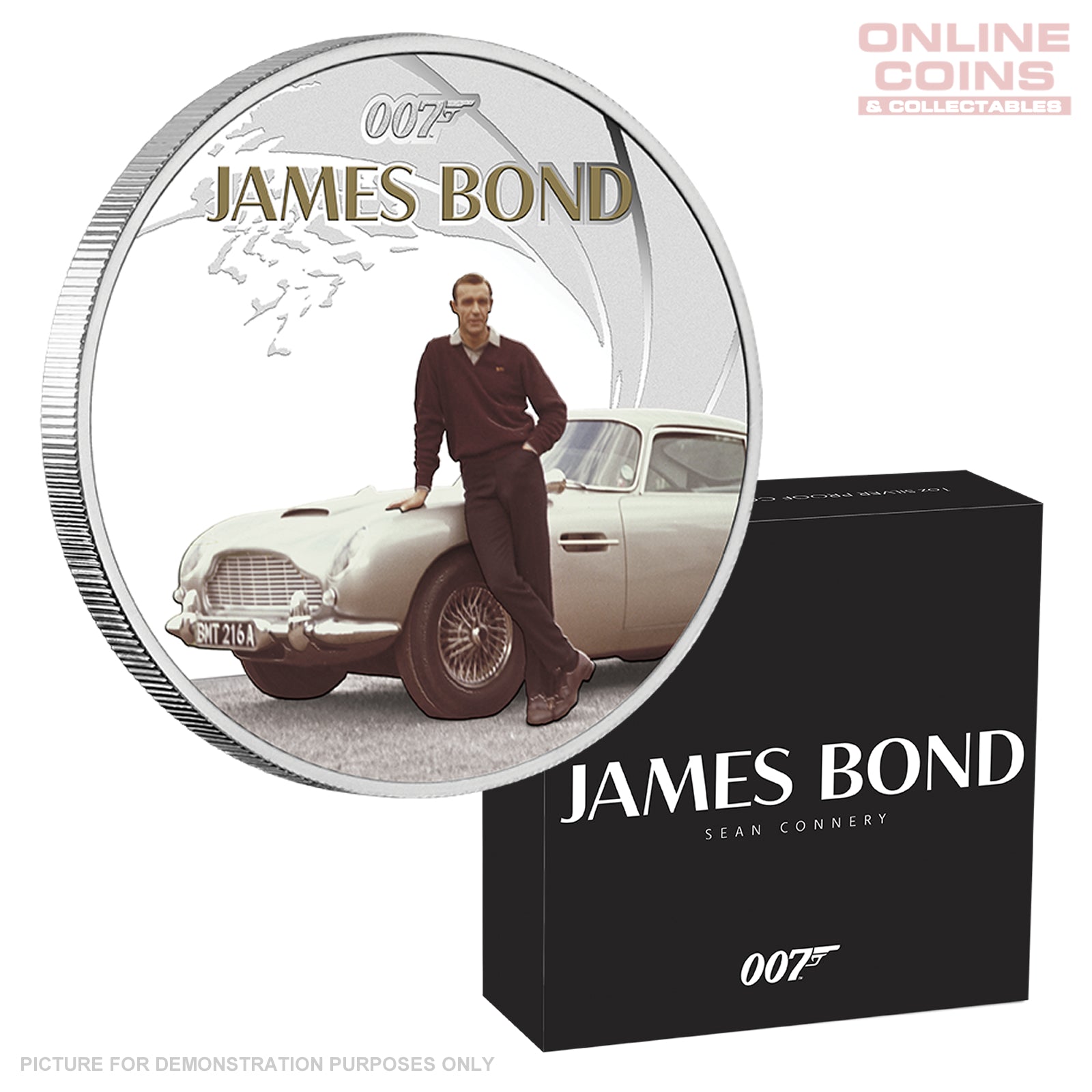 2024 Perth Mint 1oz Silver Proof Coloured Coin - James Bond - Sean Connery